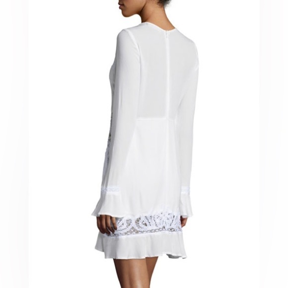 For Love and Lemons Valentina Mini Dress Lace Flare Sleeve Lace Crochet White - Picture 16 of 16